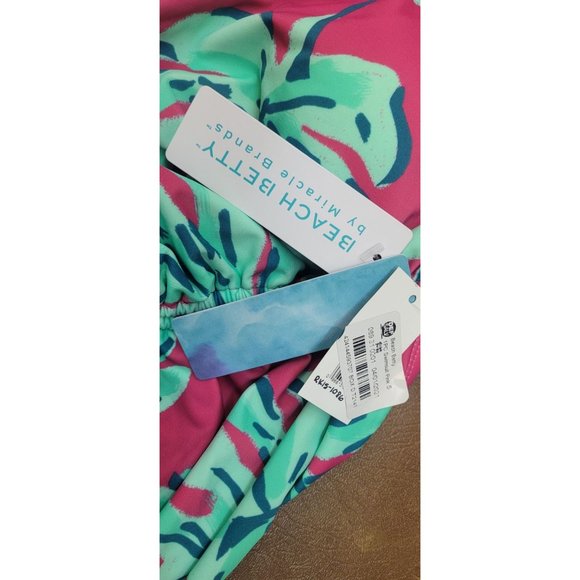 Women's Beach Betty 1 Piece Swimsuit Pink Palm Size S Small - Picture 4 of 7